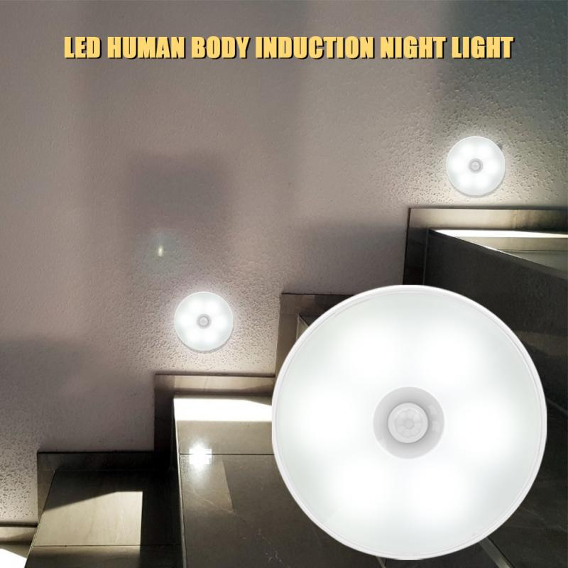 Cross-border human body induction lamp bedroom wardrobe light control bedside atmosphere lamp led cabinet usb charging creative night light white light Charging induction type (PP material) without - Image 2