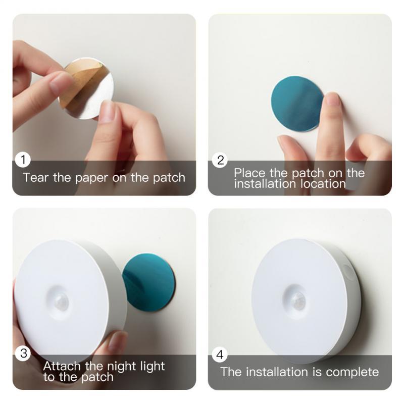 Cross-border human body induction lamp bedroom wardrobe light control bedside atmosphere lamp led cabinet usb charging creative night light white light Charging induction type (PP material) without - Image 3