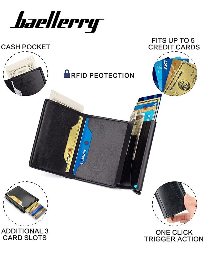 baellerry Credit Card Holder RFID Blocking, Minimalist Leather Wallets for Men Women, ID Cases Slim Wallet Leather  - Image 3
