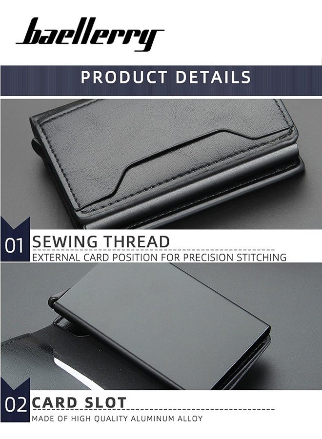 baellerry Credit Card Holder RFID Blocking, Minimalist Leather Wallets for Men Women, ID Cases Slim Wallet Leather  - Image 4