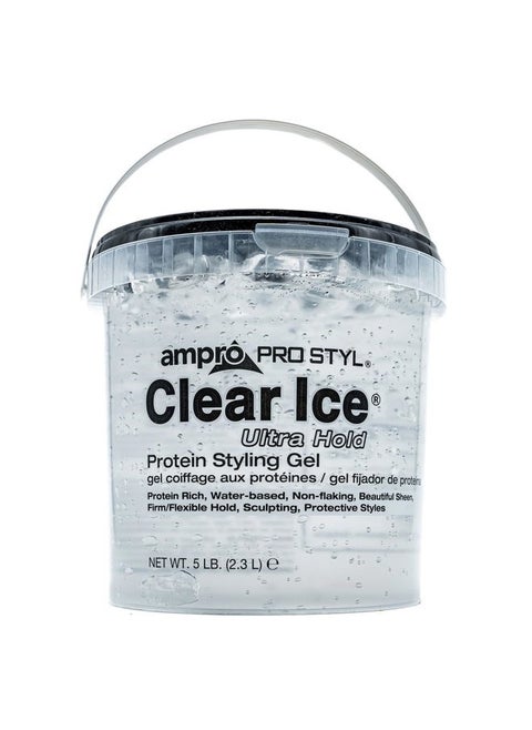 Pro Styl Clear Ice Styling Gel - Protects and Strengthens Your Strands - Non-Flaking, Alcohol Free, Vegan Formula - Flexible, Touchable Hold for All Hair Types - 80 oz