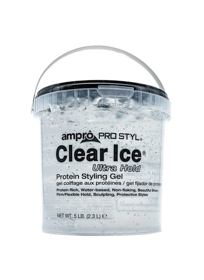 Pro Styl Clear Ice Styling Gel - Protects and Strengthens Your Strands - Non-Flaking, Alcohol Free, Vegan Formula - Flexible, Touchable Hold for All Hair Types - 80 oz