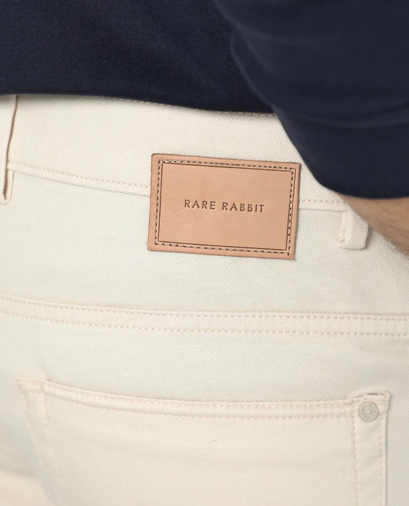 Rare Rabbit Rare Rabbit Men's Poke-2 Beige Solid Mid-Rise Regular Fit Trouser