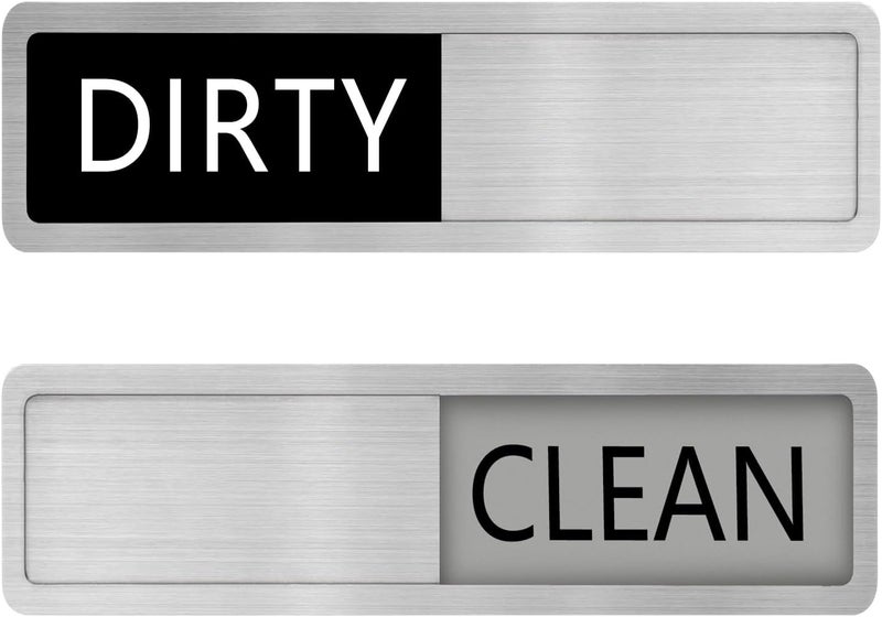 Kichwit Dishwasher Magnet Stainless Steel Clean Dirty Sign Magnetic Works on All Dishwashers Helps You Know Whether Dishes Are Clean or Dirty 55 x 16 Inches Black and Grey - Image 1
