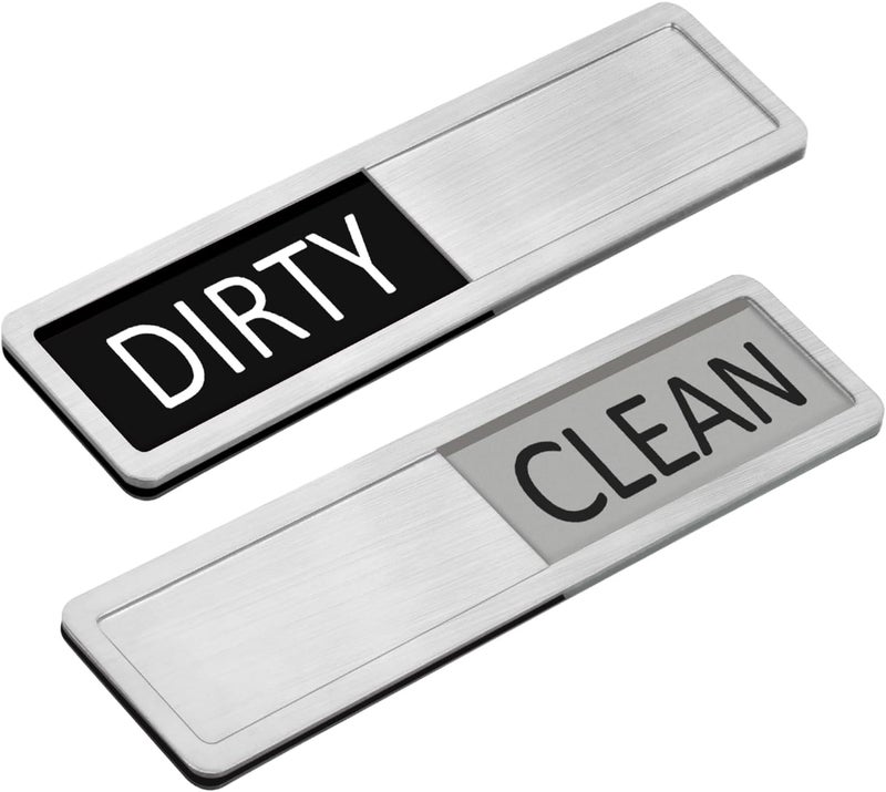 Kichwit Dishwasher Magnet Stainless Steel Clean Dirty Sign Magnetic Works on All Dishwashers Helps You Know Whether Dishes Are Clean or Dirty 55 x 16 Inches Black and Grey - Image 2