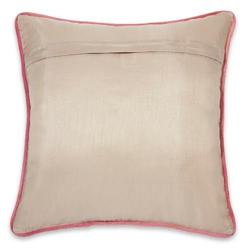 Haus & Kinder Embroidered Cushion Cover 16x16 Inch Set of 1 Premium Cotton Decorative Throw Pillow Cover for Sofa Couch Bed Soft Breathable Square Cushion Case Living Room Home Decor 40x40 cm Cushions - Image 3