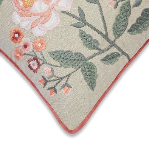 Haus & Kinder Embroidered Cushion Cover 16x16 Inch Set of 1 Premium Cotton Decorative Throw Pillow Cover for Sofa Couch Bed Soft Breathable Square Cushion Case Living Room Home Decor 40x40 cm Cushions - Image 4