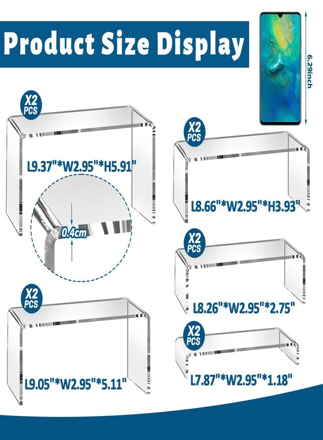 StyEdEk 10 Pcs Large Acrylic Risers 5 Sizes(7" L~9" L) Riser Display Shelf Cupcake Stand Display Cabinet Clear Rectangular Display Stands Set - Image 2