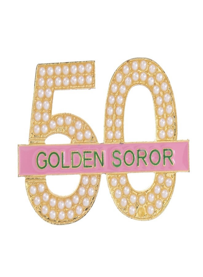 HUSURU Sorority Jewelry Gifts Metal Pearl Figure Number Letter Golden Soror 50 Brooch Pink Green - Image 1