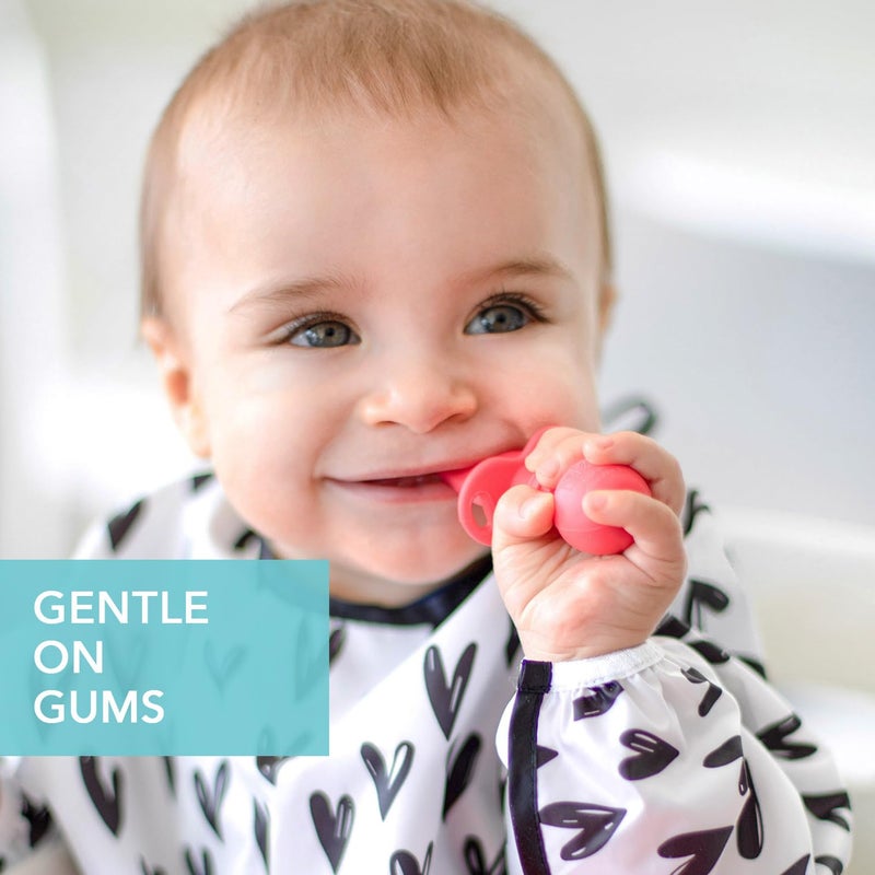 Bumkins Baby Utensils Set, Chewtensils Silicone Spoons for Dipping, Self-Feeding, Baby Led Weaning, Trainer Learning, First Stage Eating, Soft Practice Fork and Spoon, Babies 6 Months, Red - Image 3