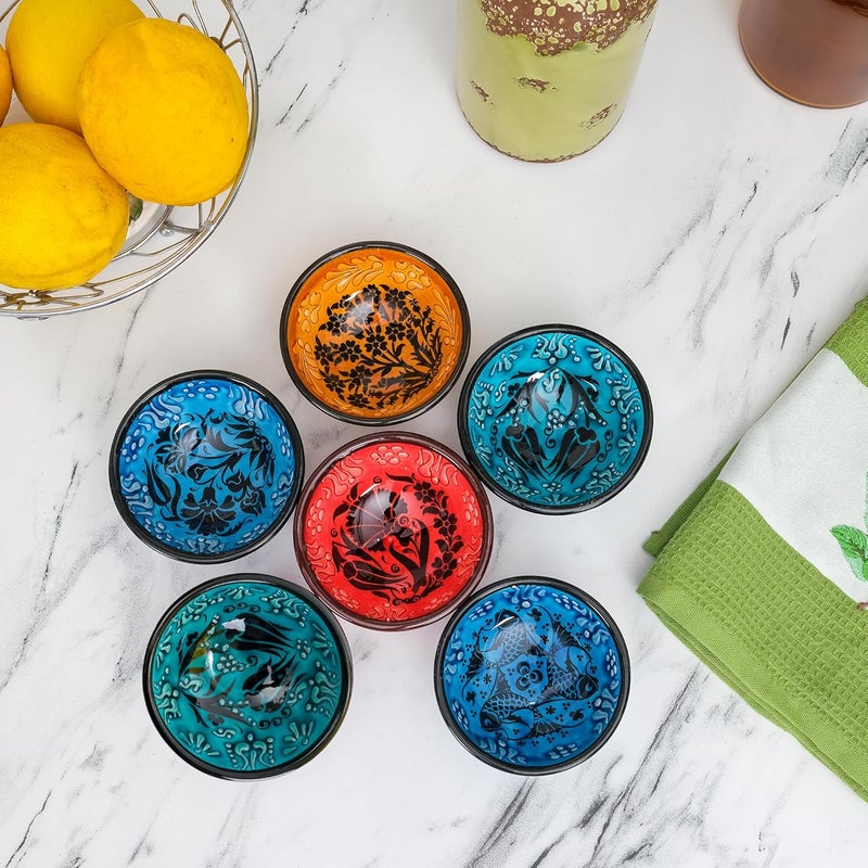 BCS Ceramic Pinch Bowls Set of 6 Small Bowls for Dipping  Cooking Prep  Charcuterie Board Bowls Soy Sauce Dish Multicolor Handmade Decorative Serving Dishes 32  3 oz - Image 4