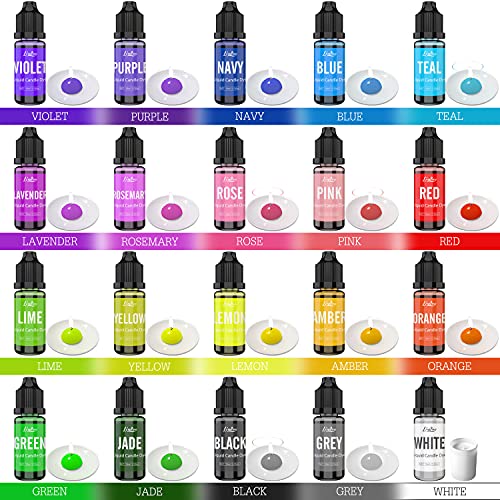 Limino Candle Dye - 20 Color Liquid Wax Dye for DIY Making, High Concentration Color for Soy, Gel, Paraffin Wax - 10ml Each - Image 2