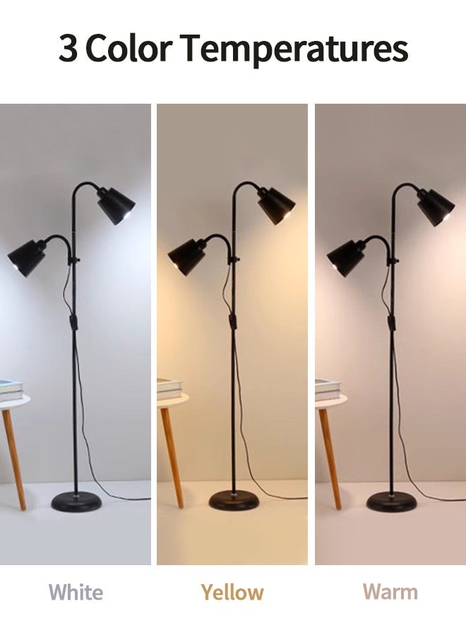 APEX LED Floor Lamp with Double Lights, Vertical Ground Lamp With Adjustable Reading Light, Standing Light for Living Room, Bedroom, Office (Black) - Image 5