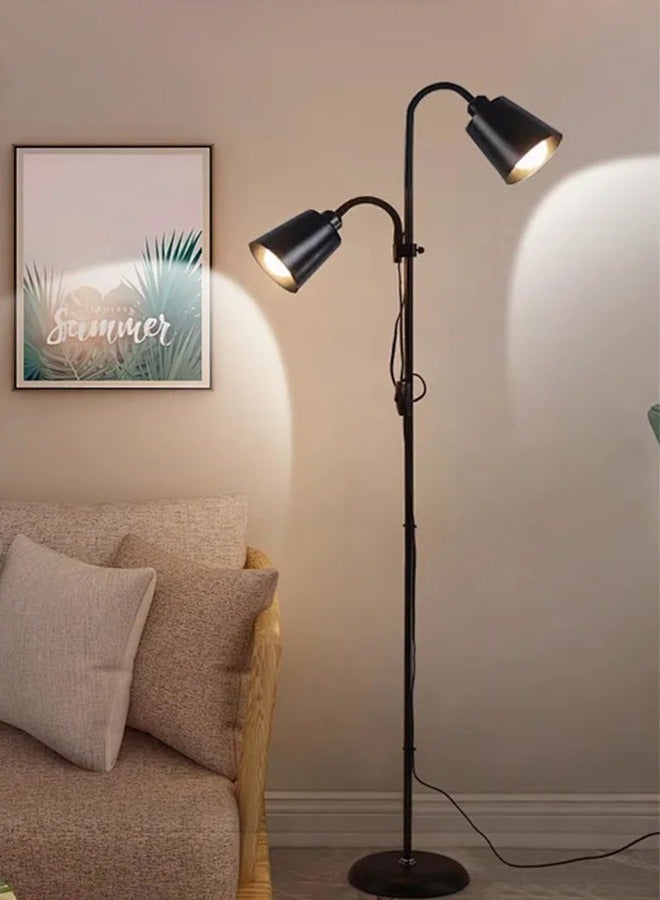 APEX LED Floor Lamp with Double Lights, Vertical Ground Lamp With Adjustable Reading Light, Standing Light for Living Room, Bedroom, Office (Black) - Image 4