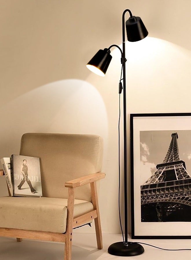 APEX LED Floor Lamp with Double Lights, Vertical Ground Lamp With Adjustable Reading Light, Standing Light for Living Room, Bedroom, Office (Black) - Image 3