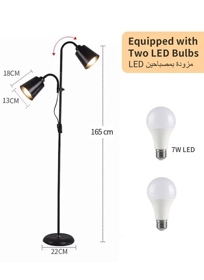 APEX LED Floor Lamp with Double Lights, Vertical Ground Lamp With Adjustable Reading Light, Standing Light for Living Room, Bedroom, Office (Black)  - Image 5