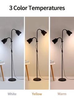 APEX LED Floor Lamp with Double Lights, Vertical Ground Lamp With Adjustable Reading Light, Standing Light for Living Room, Bedroom, Office (Black)  - Image 4