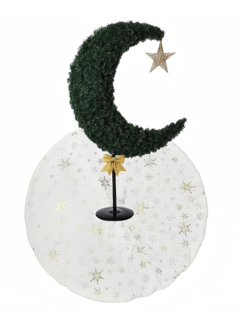 Generic 36" Tree Skirts Eid al Fitr Decoration Gold Plated Snowflake White Artificial Rabbit Hair Tree Base Cover Mat Tree for Holiday Party Decoration (Gold)  - Image 1