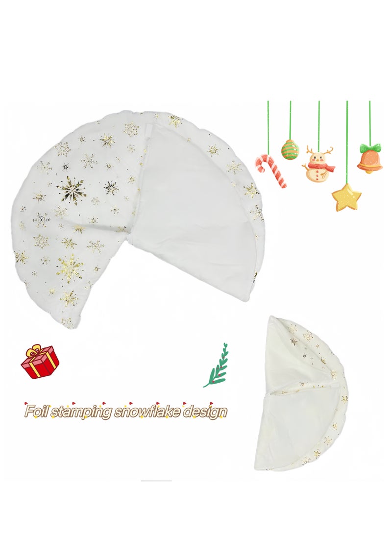 Generic 36" Tree Skirts Eid al Fitr Decoration Gold Plated Snowflake White Artificial Rabbit Hair Tree Base Cover Mat Tree for Holiday Party Decoration (Gold)  - Image 4