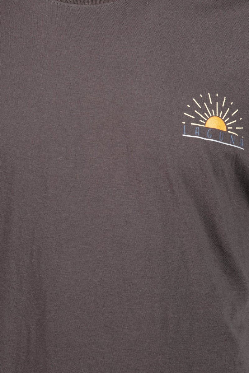 Laguna Men Crew Neck Short Sleeve Brand Logo T-Shirt, Dark Grey - Image 5