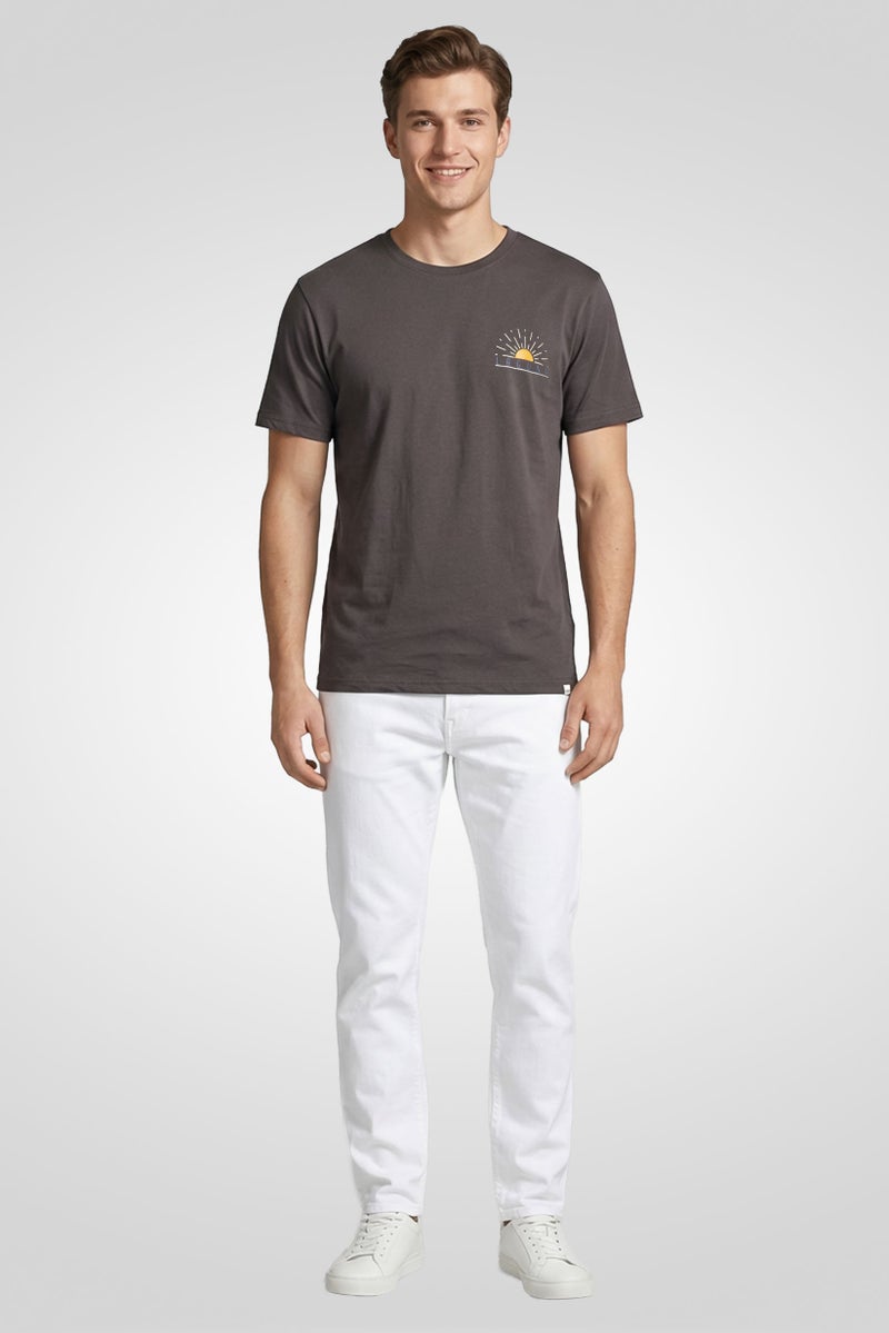 Laguna Men Crew Neck Short Sleeve Brand Logo T-Shirt, Dark Grey - Image 2