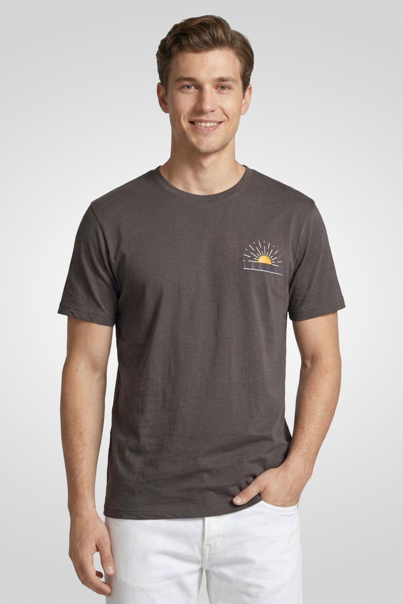 Laguna Men Crew Neck Short Sleeve Brand Logo T-Shirt, Dark Grey - Image 1
