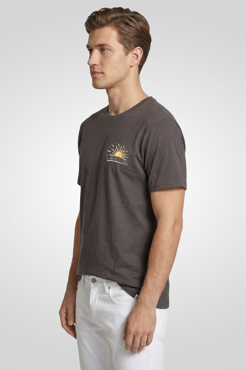 Laguna Men Crew Neck Short Sleeve Brand Logo T-Shirt, Dark Grey - Image 3