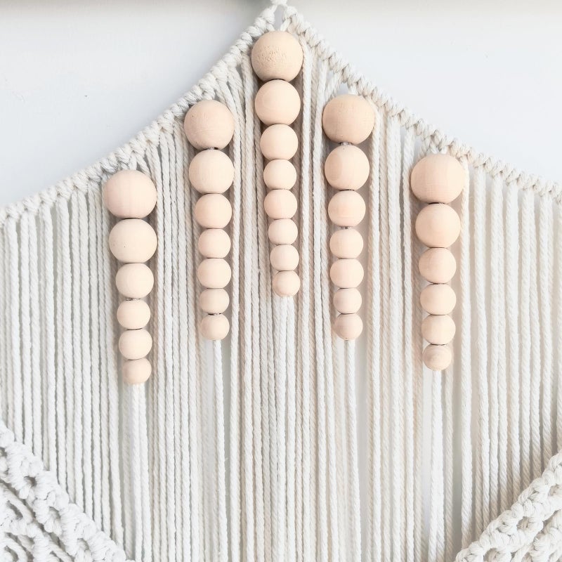 Achart Macrame Wall Hanging Large- Boho Wall Decor- large wall art- Wall Decor Living Room- Macrame Tapestry Boho Decor for Bedroom (Leaf &Wood Bead) - Image 2