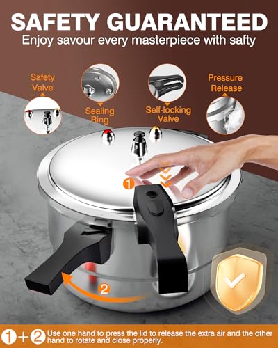 WantJoin 8Qt Aluminum Pressure Cooker w/Release Valve & Multiple Protective Devices,Pressure Canner Compatible with Gas & Induction Cooker,Canner Rack Included - Image 3