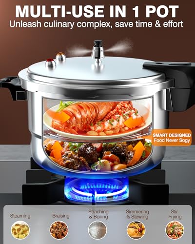WantJoin 8Qt Aluminum Pressure Cooker w/Release Valve & Multiple Protective Devices,Pressure Canner Compatible with Gas & Induction Cooker,Canner Rack Included - Image 4