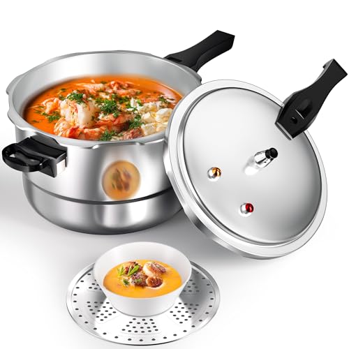 WantJoin 8Qt Aluminum Pressure Cooker w/Release Valve & Multiple Protective Devices,Pressure Canner Compatible with Gas & Induction Cooker,Canner Rack Included - Image 1
