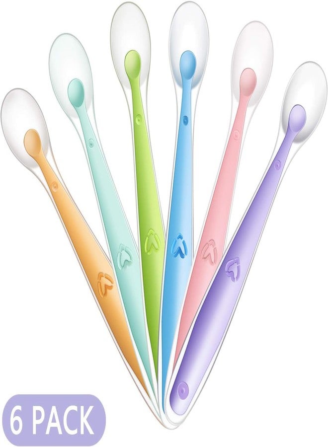 CUTEABLY Baby Feeding Spoon, BPA Free Silicone Tip, Self Feeding Utensil, 4 Months+ (6) - Image 2