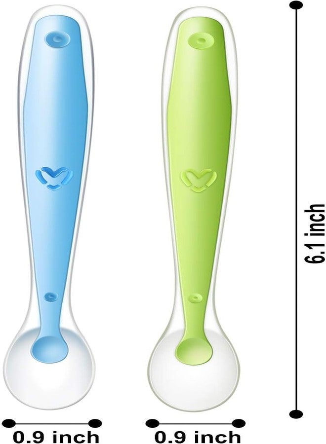 CUTEABLY Baby Feeding Spoon, BPA Free Silicone Tip, Self Feeding Utensil, 4 Months+ (6) - Image 5
