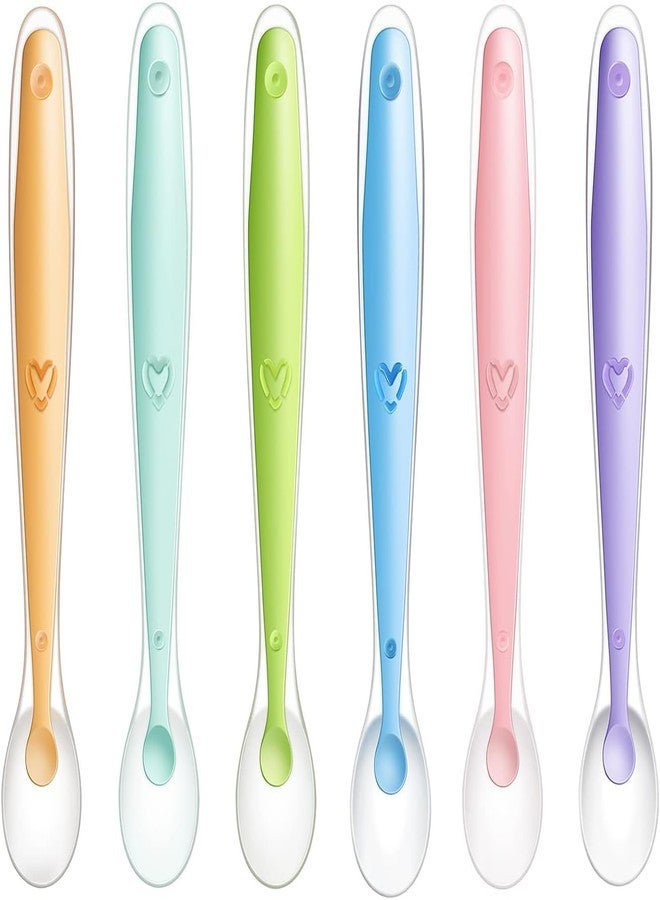 CUTEABLY Baby Feeding Spoon, BPA Free Silicone Tip, Self Feeding Utensil, 4 Months+ (6) - Image 1
