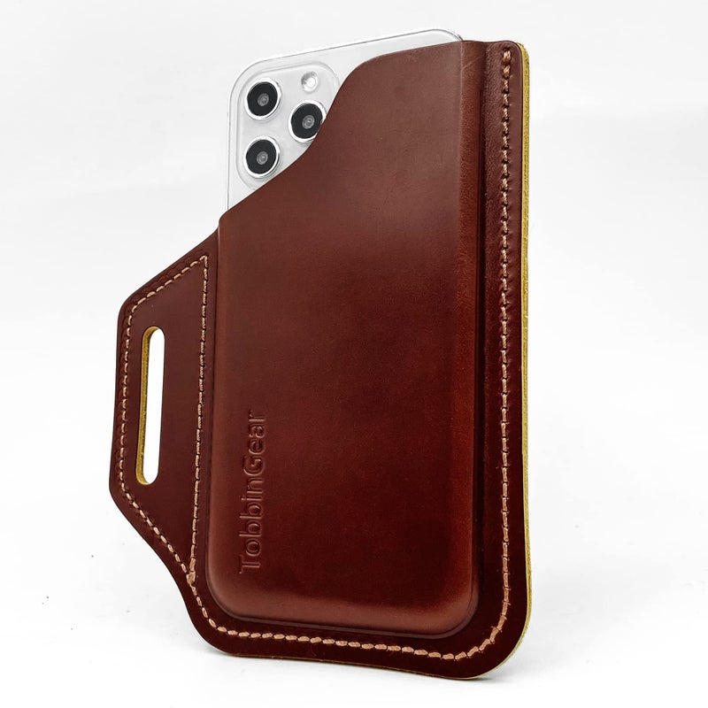 TobbinGear Leather Belt Phone Pouch, Leather Cell Phone Holster, Universal Phone Case with Belt Loops, for Men and Women Large Coffee - Image 1