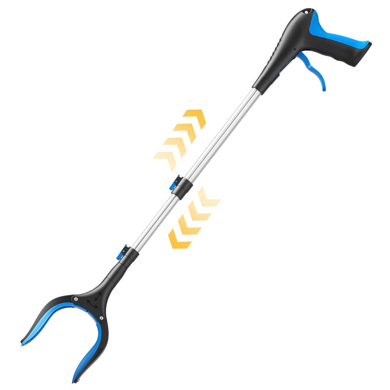 FGRHY Telescopic Grabber Reacher Tool, 5-Level Adjustable Length (23'' to 41'') - Trash Claw Gripper, Pickup Stick for Litter Picking, Yard Work, and Seniors (Blue) - Image 1