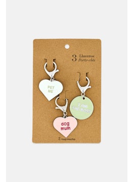 Muy Mucho Pack of 3 Graphic Print Keychains, Multicolor  - Image 1