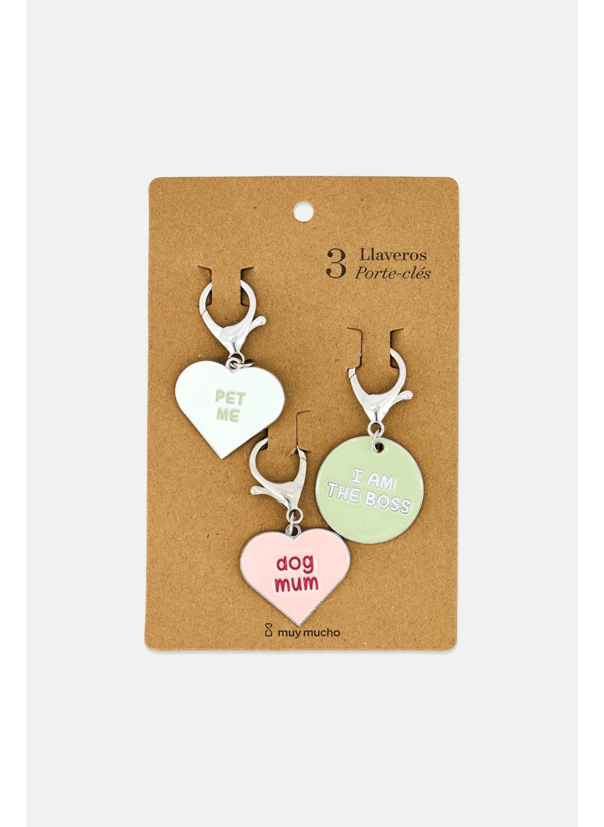 Muy Mucho Pack of 3 Graphic Print Keychains, Multicolor  - Image 1
