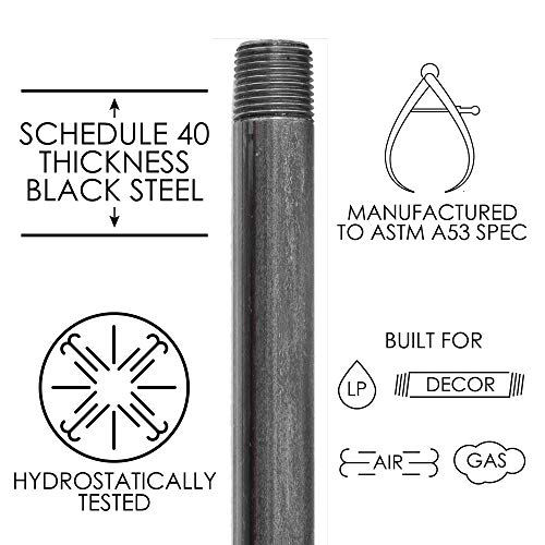 PIPE DECOR PIPE DÉCOR 1/2” x 12” Malleable Cast Iron Pipe Nipple, Pre Cut Connectors, Industrial Steel Grey Fits Standard Half Inch Black Threaded Pipes Nipples and Fittings, Build Vintage DIY Furniture, 6 Pack - Image 4