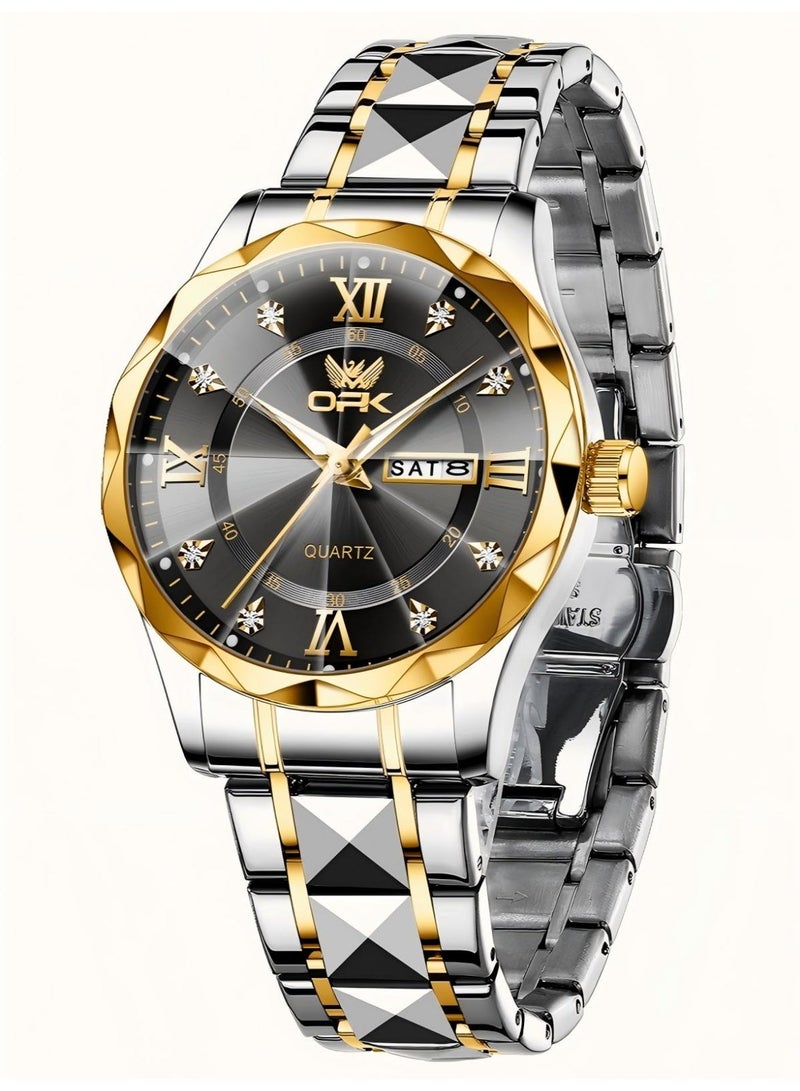 OPK Watch for Men Stainless Steel Waterproof Luminous Date Analog Quartz Wrist Watch Business Fashion Casual Men Watches - Image 1