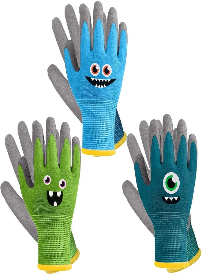 Joottuan 3 Pairs Kids Gardening Gloves Children Yard Work Gloves Soft Rubber Coated Garden Gloves for Toddlers Girls Boys - Image 1