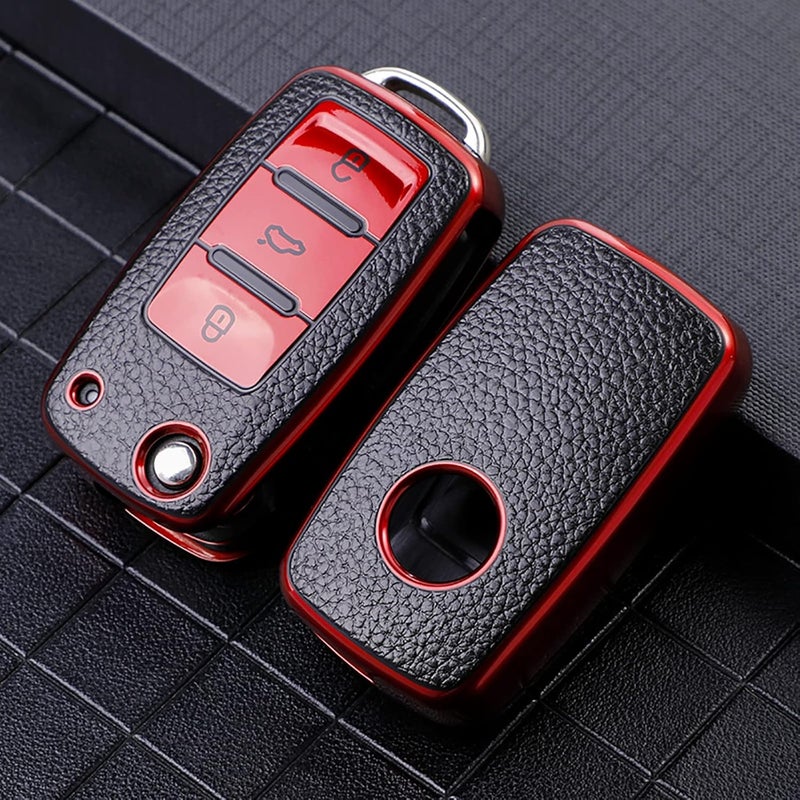 Syodiesn Funda para llavero VW de TPU suave de alta calidad con carcasa para llavero, protección de 360 grados, compatible con VW Volkswagen Jetta Golf Polo MK6 Passat Tiguan Beetle 3 botones, rojo - Image 5