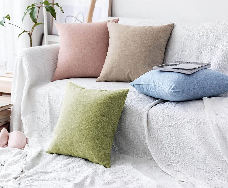 Khooti Decorative Jute Square Cushion Cover Throw pillow cover for Living Room Couch Diwan single seater Sofa , Modern BOHO Medium 16 x 16 Inches / 40 x 40 cm (Colour - Apple Green)(Set of 2 pieces) - Image 4