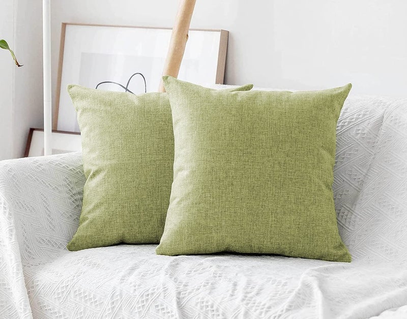 Khooti Decorative Jute Square Cushion Cover Throw pillow cover for Living Room Couch Diwan single seater Sofa , Modern BOHO Medium 16 x 16 Inches / 40 x 40 cm (Colour - Apple Green)(Set of 2 pieces) - Image 1
