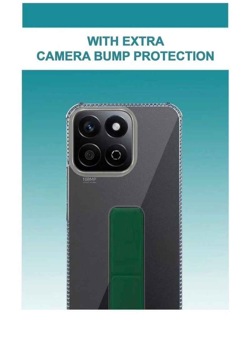 ARMOR - Case Cover For Honor X7c With Magnetic Hand Grip 3 in 1 Clear / Green - Image 1