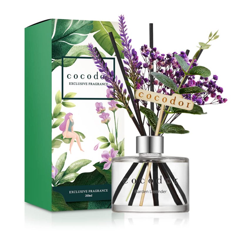 كوكودور Cocodor Lavender Reed Diffuser / Garden Lavender / 6.7 أوقية (200 مل) / 1 حزمة / ديكور المنزل وعطور ديكور المكتب والهدايا - Image 1
