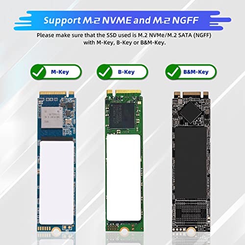 ELUTENG M.2 to USB Adapter Dual Protocol M.2 NVME SATA Hard Drive USB3.1 Gen2 10Gbps USB to NVME PCI-E SSD Reader M Key & B+M Key Max 4TB Support UASP for 2280 2260 2242 2230 SSD Enclosure - Image 4