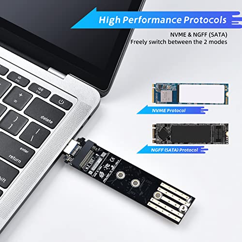 ELUTENG M.2 to USB Adapter Dual Protocol M.2 NVME SATA Hard Drive USB3.1 Gen2 10Gbps USB to NVME PCI-E SSD Reader M Key & B+M Key Max 4TB Support UASP for 2280 2260 2242 2230 SSD Enclosure - Image 2