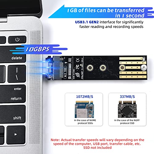 ELUTENG M.2 to USB Adapter Dual Protocol M.2 NVME SATA Hard Drive USB3.1 Gen2 10Gbps USB to NVME PCI-E SSD Reader M Key & B+M Key Max 4TB Support UASP for 2280 2260 2242 2230 SSD Enclosure - Image 3