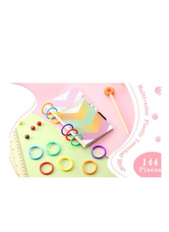 SYOSI 144 Pieces Plastic Loose Leaf Rings Multi Color Binder Book Flexible for Cards Document Stack and Swatches Organization School Home Office Use 6 Colors  - Image 4